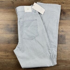 NWT Zara Polyester/Cotton Blue Striped Casual Straight Leg High Rise Size 6